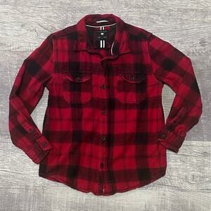 Ricky Singh Denim & Flower Boys Red Plaid Flannel Pocket Shirt Size 7 Button Up